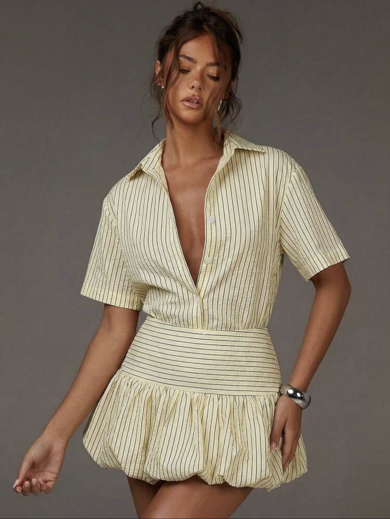 Lemon Stripe Bubble Mini