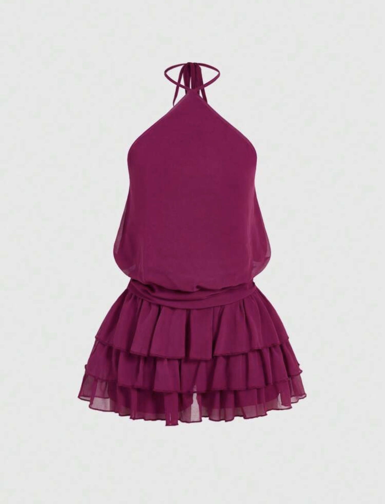 Magenta Ruffle Halter Mini